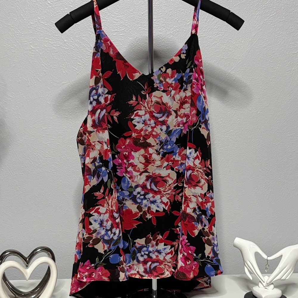 Torrid Vibrant Floral Camisole - Black, Pink, Blue